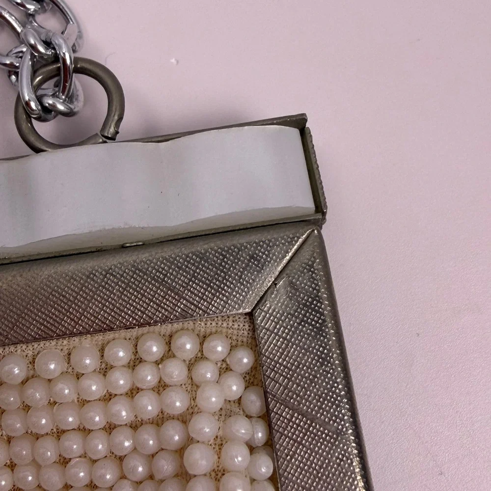 Fine Arts Bag Co Vintage Beaded Bridal Women Evening Clutch Cream Faux Pearl
